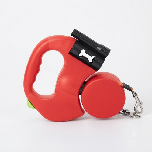 Double Retractable Dog Leash with Built-in LED Flashlight and 360° Anti-Tangle System